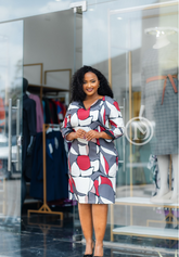 Elegant patterned shift dress